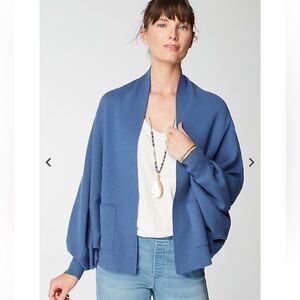 J. Jill Pure Jill Double-Knit Dolman-Sleeve Cardi Blue Women's Shrug, NWOT, XL